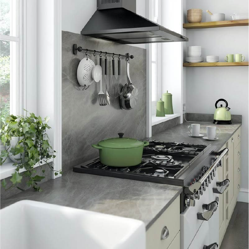 Kitchen with oven hood