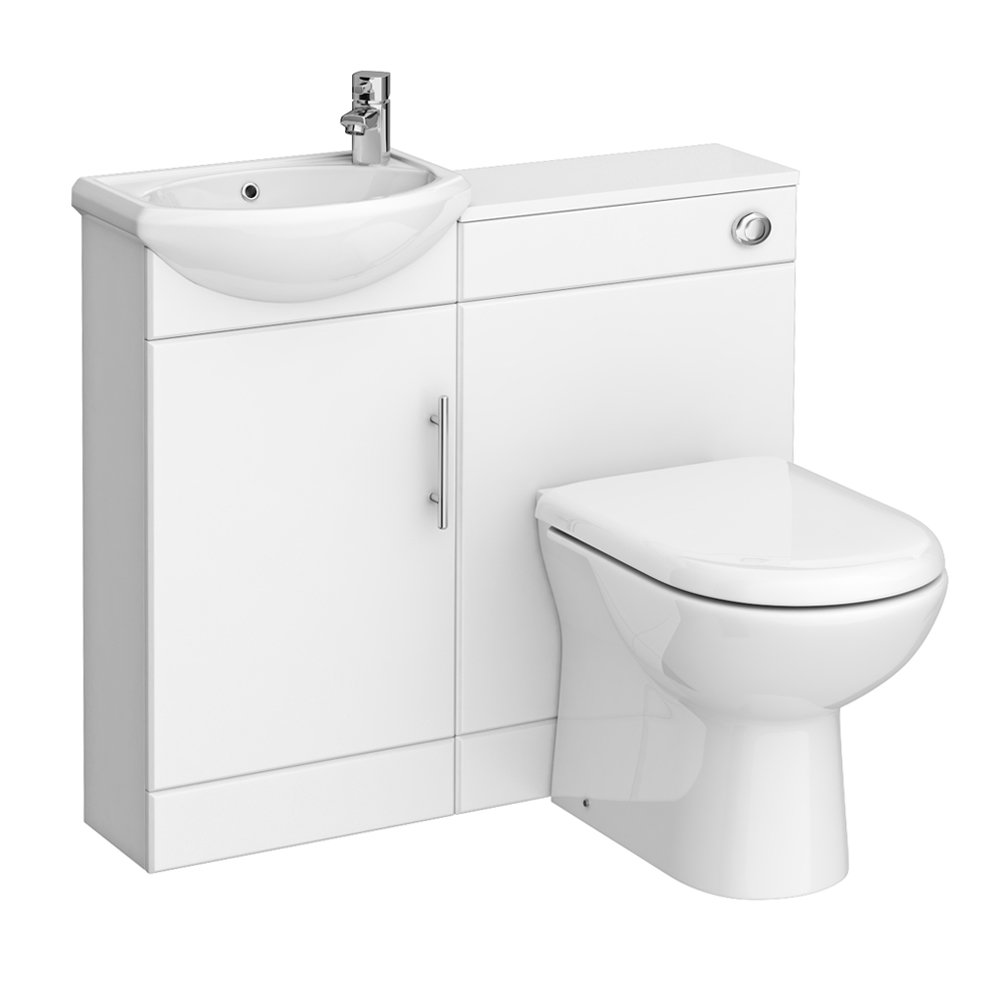 Sienna High Gloss White Vanity Unit Cloakroom Suite