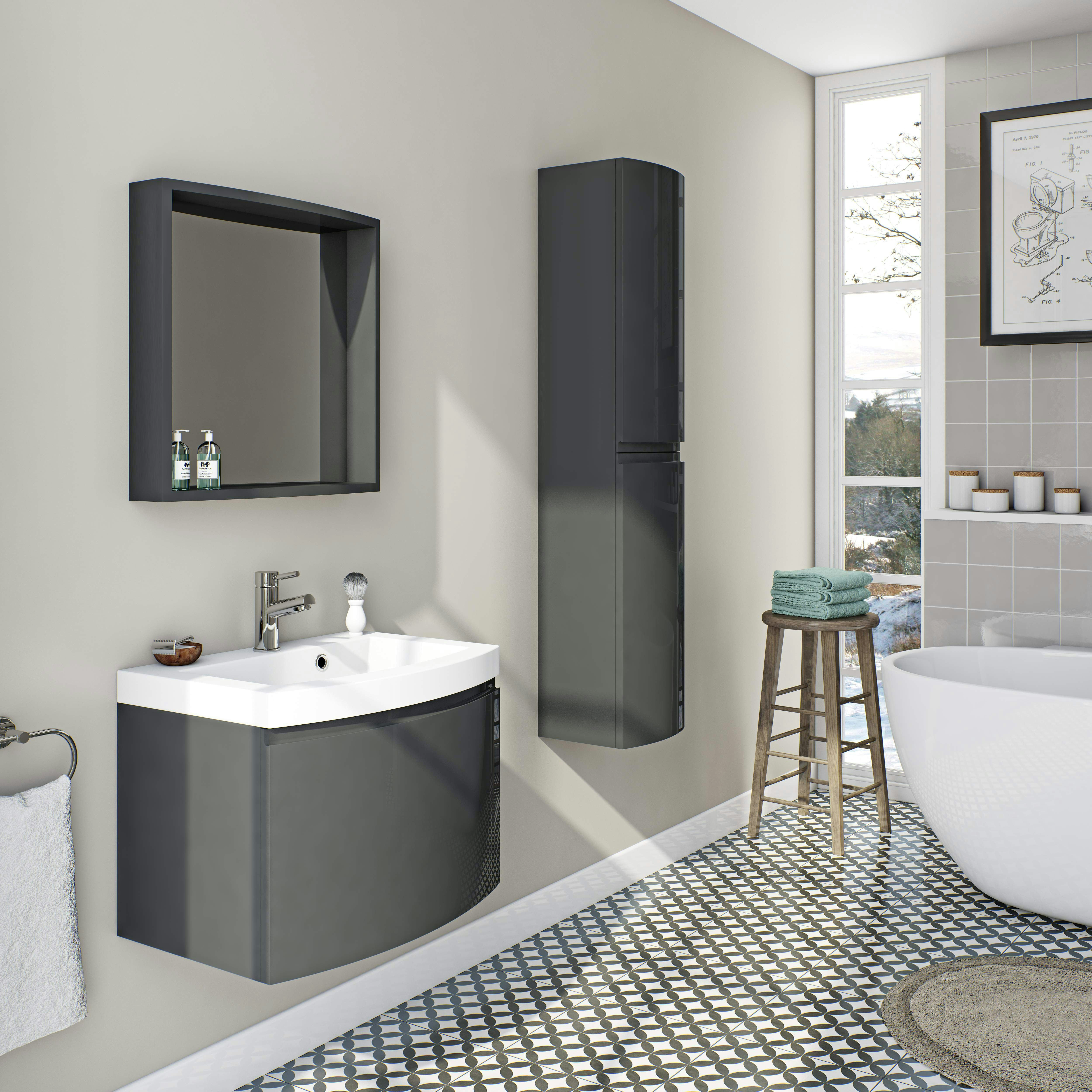 Bathroom with wall mounted units