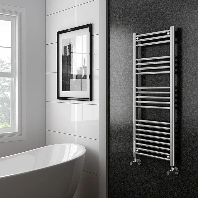 Diamond Heated Towel Rail - W500 x H1200mm - Chrome - Straight