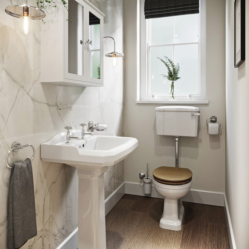 Downstairs toilet with marble effect wall panels