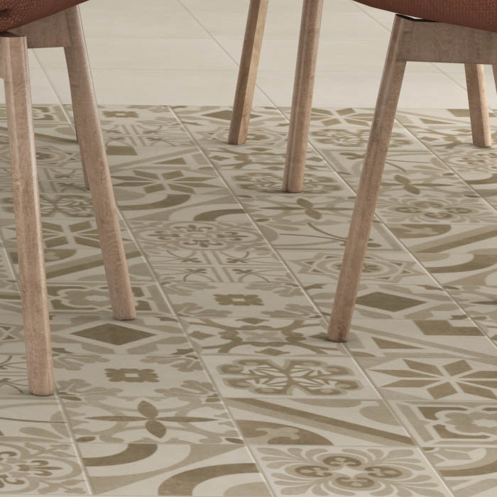 Navaro Beige Patterned Floor Tiles