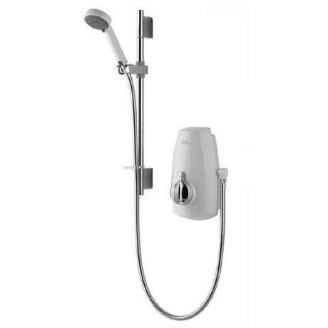 Aqualisa - Aquastream Thermo Power Shower with Adjustable Head - White/Chrome - 813.40.21