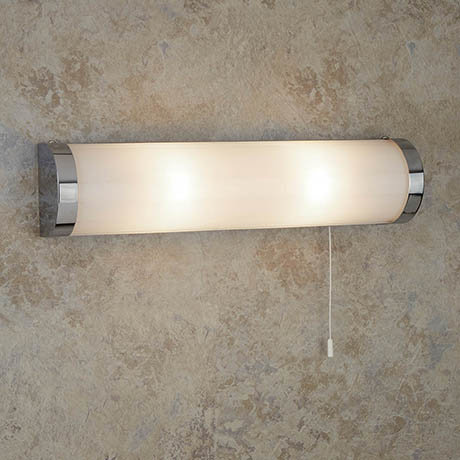 Searchlight Poplar Chrome 2 Light Wall Light with White Glass Tube - 8293CC