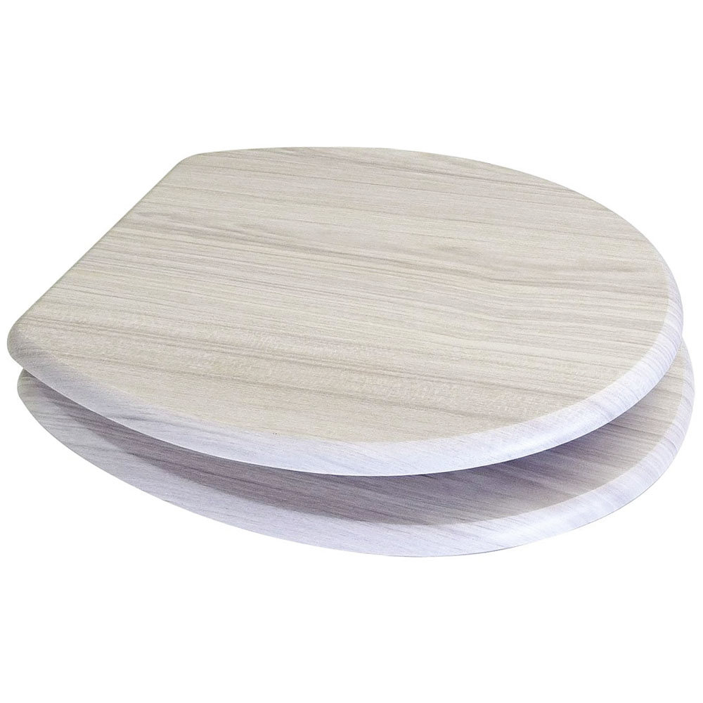 Anti Bacterial Coating Ash Effect Toilet Seat No Rust Chrome Plated Hinges Wood 