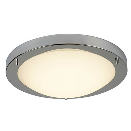 Searchlight 31cm Satin Silver Flush Fitting with Opal Glass - 8702SS
