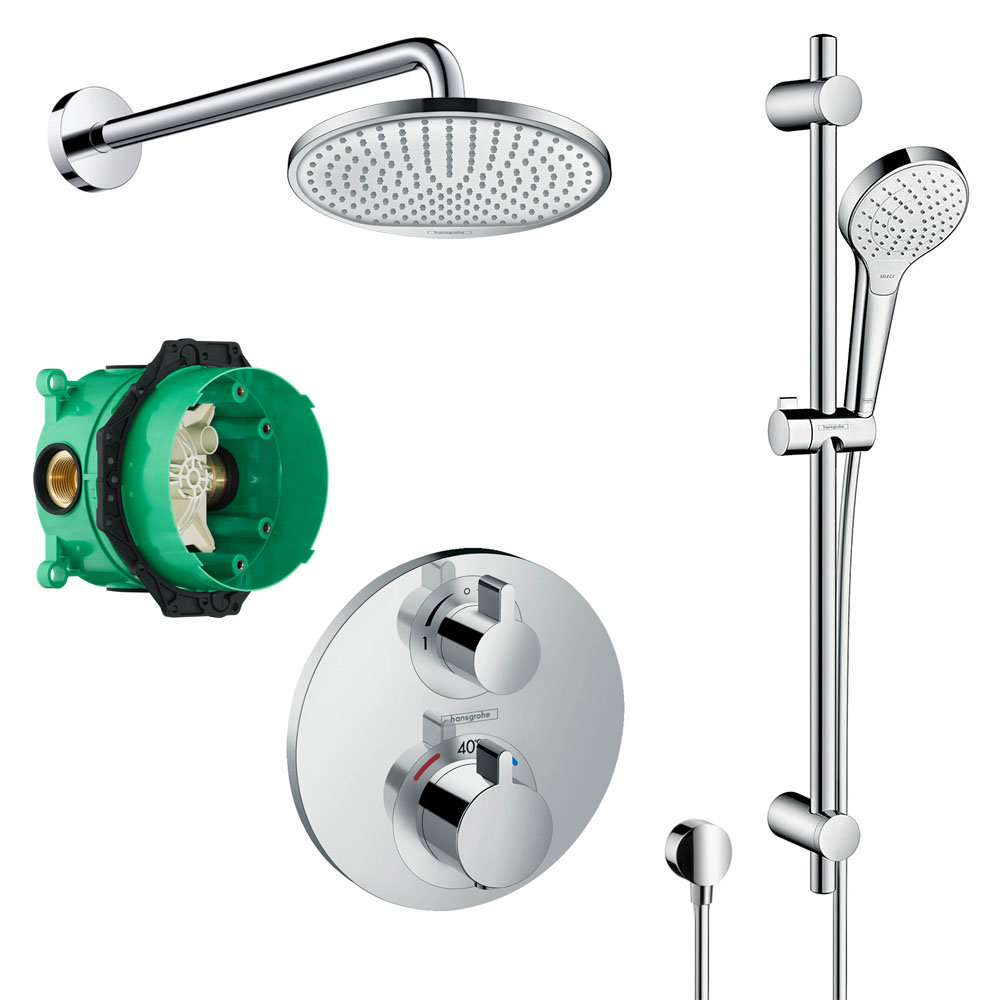hansgrohe Round Complete Shower Set with Shower Slider Rail Kit