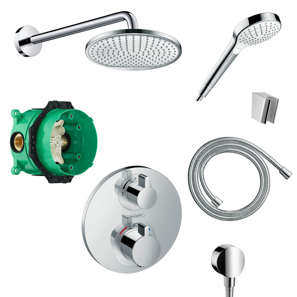 hansgrohe Round Complete Shower Set with Wall Mounted Shower Handset