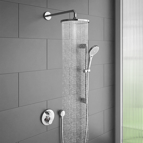 hansgrohe Ecostat S Round Complete Shower Set with Shower Slider Rail Kit