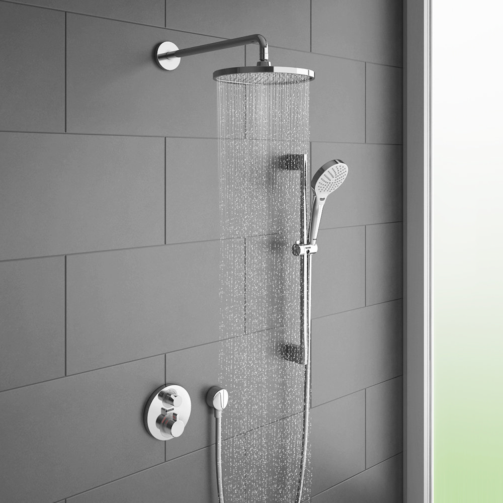 hansgrohe Ecostat S Round Complete Shower Set with Shower Slider Rail Kit