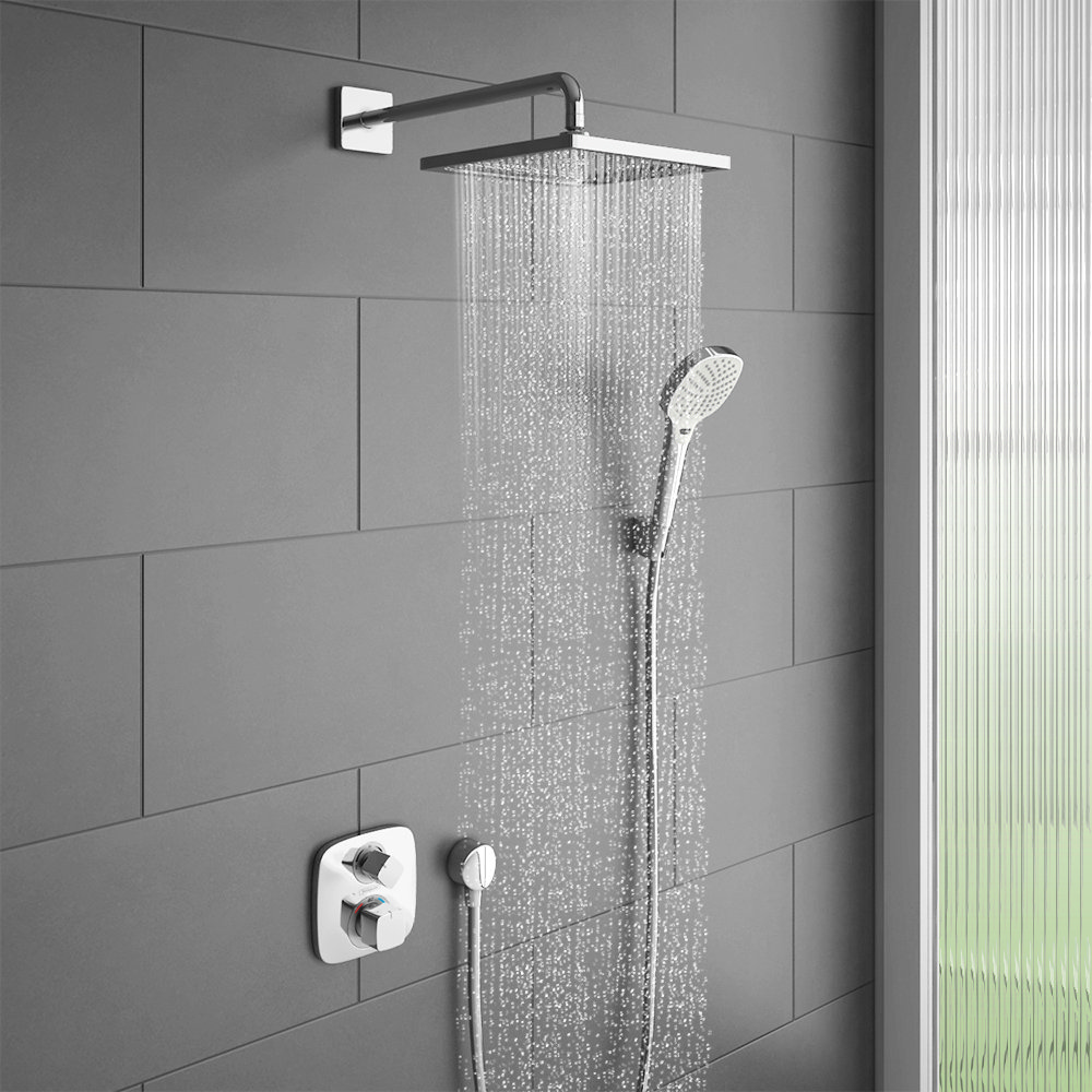 hansgrohe Ecostat E Square Complete Shower Set with Wall Mounted Shower ...