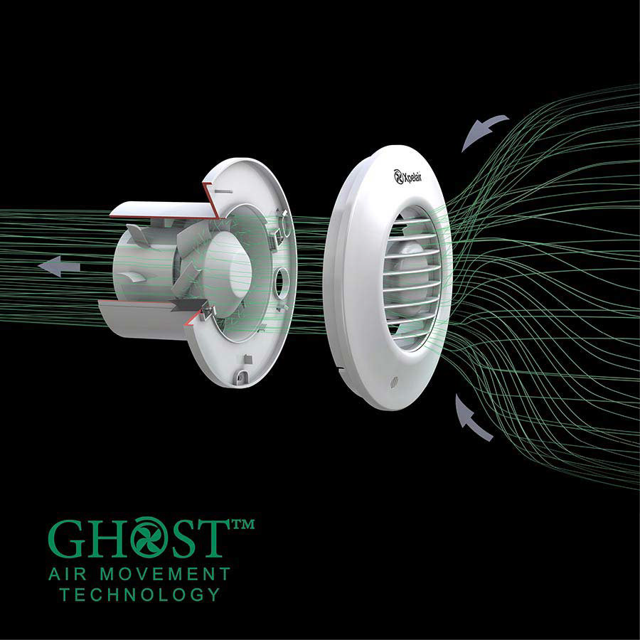 Xpelair LV100 Simply Silent 4" Round Bathroom Extractor Fan with Timer