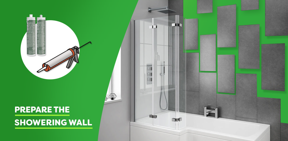 Step 5: Prepare and waterproof the wall around a shower over a bath before installation