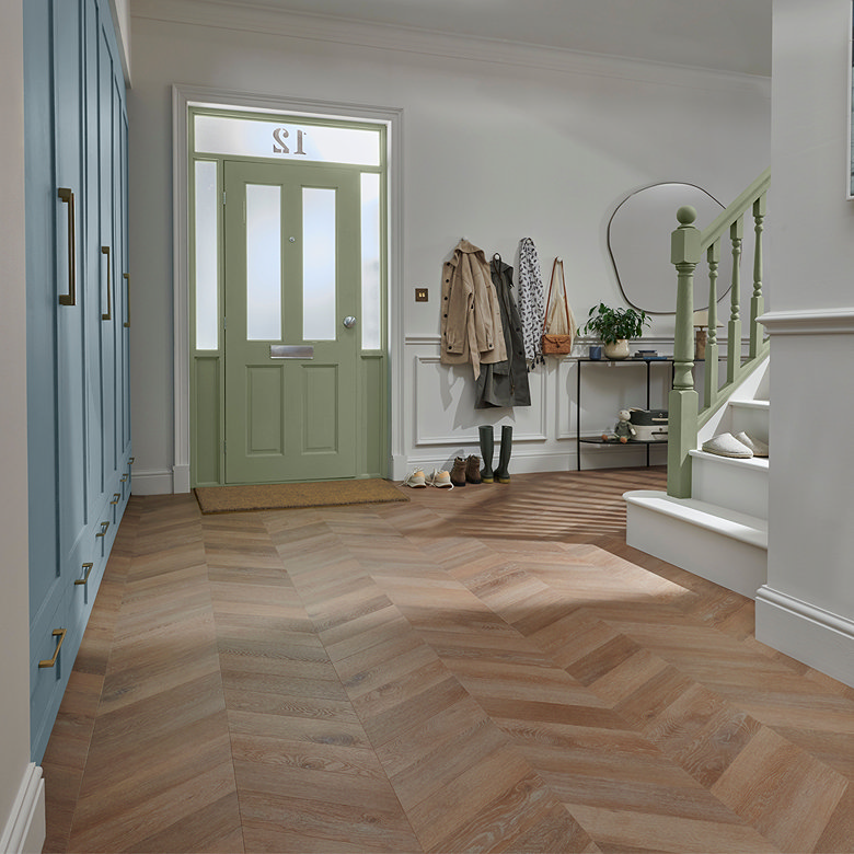 light wood effect hallway tiles