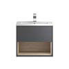 Hudson Reed Coast 600mm Wall Mounted Vanity Unit with Open Shelf & Basin - Grey Gloss/Driftwood profile small image view 1 