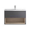 Hudson Reed Coast 800mm Wall Mounted Vanity Unit with Open Shelf & Basin - Grey Gloss/Driftwood profile small image view 1 