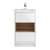 Hudson Reed Coast 500mm Floorstanding 2 Drawer Vanity Unit with Open Shelf & Basin - Gloss White/Coco Bolo profile small image view 1 