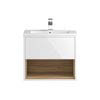 Hudson Reed Coast 600mm Wall Mounted Vanity Unit with Open Shelf & Basin - Gloss White/Coco Bolo profile small image view 1 