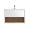 Hudson Reed 800mm Wall Mounted Vanity Unit with Open Shelf & Basin - Gloss White/Coco Bolo profile small image view 1 