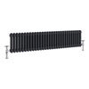Keswick 300 x 1340mm Cast Iron Style Traditional 2 Column Anthracite Radiator profile small image view 1 