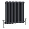 Keswick 600 x 592mm Cast Iron Style Traditional 2 Column Anthracite Radiator profile small image view 1 