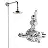 Hudson Reed Traditional Twin Valve with Rigid Riser Kit & Shower Rose - Chrome profile small image view 1 