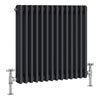 Keswick 600 x 643mm Cast Iron Style Traditional 3 Column Anthracite Radiator profile small image view 1 