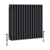 Keswick 600 x 636mm Cast Iron Style Traditional 4 Column Anthracite Radiator profile small image view 1 