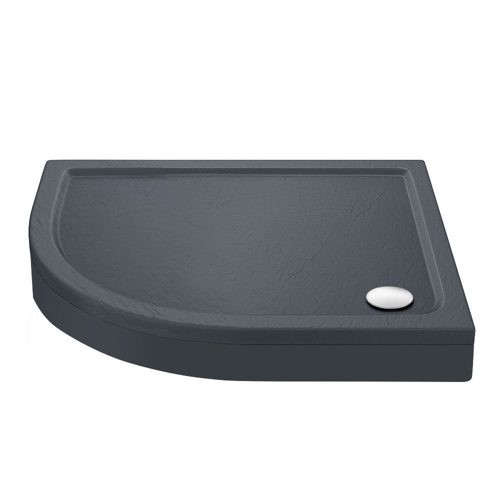 Aurora LH Slate Effect Stone Offset Quadrant Shower Tray + Riser Kit