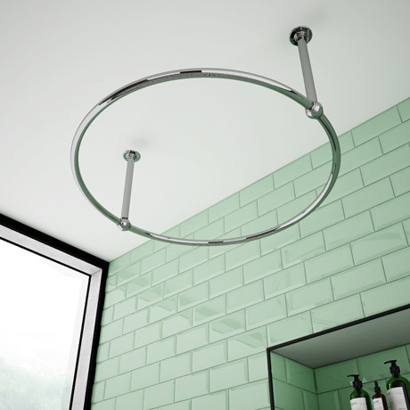 Chatsworth Traditional 850mm Chrome Double Support Circular Shower Curtain Rail