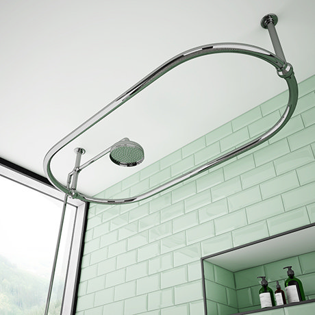 700mm Oval Shower Curtain Rail, Ceiling Mounted Shower Curtain Track Uk