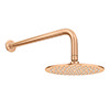 Arezzo Round 200mm Brushed Bronze Fixed Shower Head + Wall Mounted Arm profile small image view 1 
