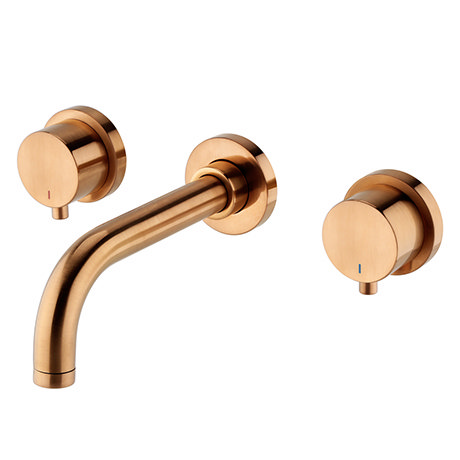 Arezzo Round Brushed Bronze Wall Mounted (3TH) Bath Filler Tap