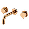 Arezzo Round Brushed Bronze Wall Mounted (3TH) Bath Filler Tap profile small image view 1 