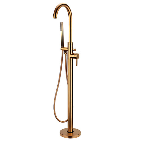 Arezzo Brushed Bronze Freestanding Bath Tap with Shower Mixer