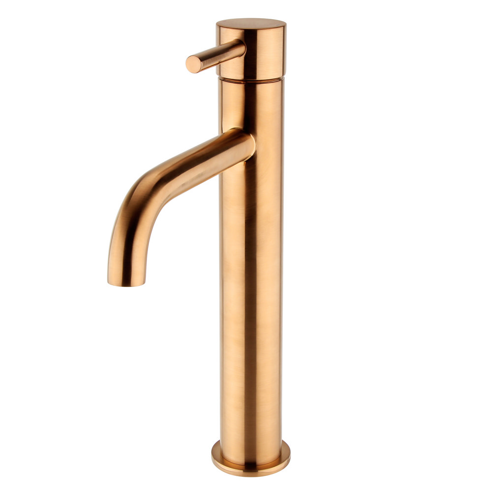 Arezzo Round Brushed Bronze High Rise Mono Basin Mixer Tap | Victorian ...