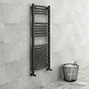 Diamond Curved Heated Towel Rail - W500 x H1200mm - Anthracite profile small image view 1 