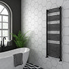 Diamond Curved Heated Towel Rail - W600 x H1600mm - Anthracite profile small image view 1 