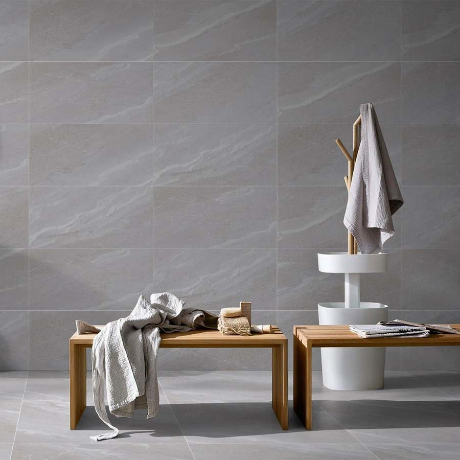 Acudo Grey Stone Effect Wall &amp; Floor Tiles - 300 x 600mm
