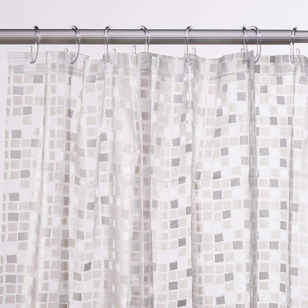 Croydex Silver Mosaic PVC Shower Curtain W1800 x H1800mm - AE543440
