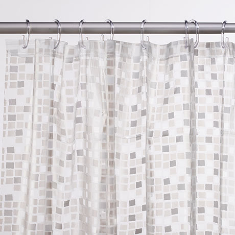 Croydex Silver Mosaic PVC Shower Curtain W1800 x H1800mm - AE543440