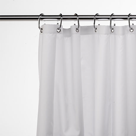 Croydex Plain White Textile Shower Curtain W1800 x H1800mm - AF159022