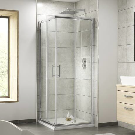 Pacific Corner Entry Square Shower Enclosure with Shower Tray at ...