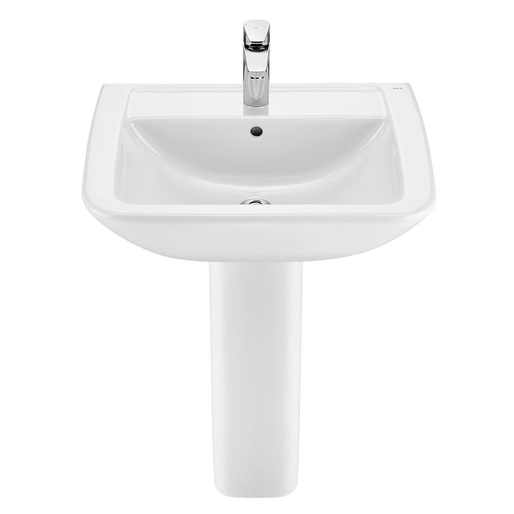 Roca Aire Square 600mm 1TH Basin with Full Pedestal