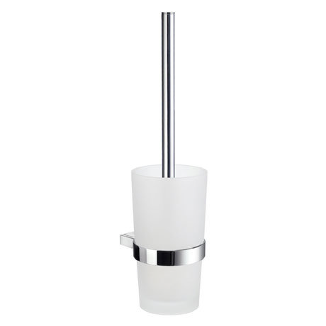 Smedbo Air Wall Mounted Toilet Brush & Frosted Glass Container - Polished Chrome - AK333B
