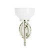 Arcade Wall Light with Oval Base and Cup Frosted Glass Shade - Nickel profile small image view 1 