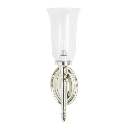 Arcade Wall Light with Oval Base and Vase Clear Glass Shade - Nickel