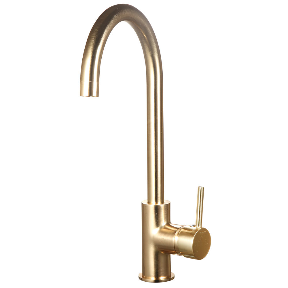 Alberta Modern Brushed Gold Single Lever Kitchen Mixer Tap Victorian