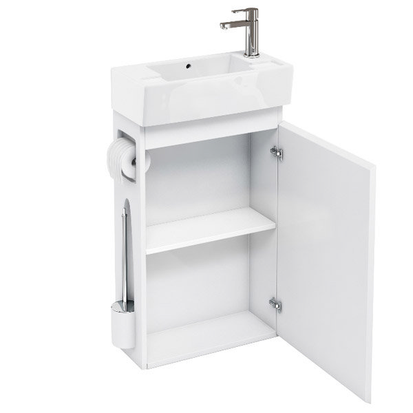 ALLinONE White Vanity Unit with WC Brush & Toilet Paper Holder and