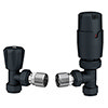 Monza Modern Anthracite Angled Thermostatic Radiator Valves profile small image view 1 